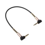 Cble audio de voiture en nylon, 24cm, double 90 degrs, jack mle 3. 5mm  3. 5mm, cordon aux pour iphone, ...