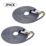 C�ble audio pour voiture en nylon, c�ble audio m�le � m�le de 1m, 3. 5mm, 2 paquets