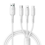 C�ble de charge 3 en 1 usb vers 8 pin usb - c et micro usb charge 3 appareils blanc yonis