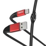 Cble de charge  extreme  usb - a - usb - c, 1, 5 m, nylon, noir / rouge