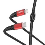 C�ble de charge  extreme  usb - c - lightning, 1, 5 m, nylon, noir / rouge