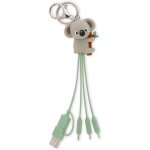 Cble de charge multiple link up, thme koala, avec porte - cl, 4 cbles de charge, usb, type - c, micro ...