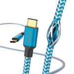 C�ble de charge  reflective , usb - c - usb - c, 1, 5 m, nylon, bleu