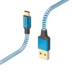 Cble de charge  reflective , usb - a - usb - c, 1, 5 m, nylon, bleu
