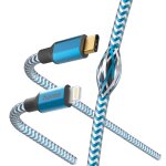 C�ble de charge  reflective , usb - c - lightning, 1, 5 m, nylon, bleu
