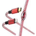 Cble de charge  reflective , usb - c - lightning, 1, 5 m, nylon, rouge