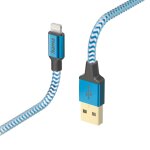 Cble de charge  reflective , usb - a - lightning, 1, 5 m, nylon, bleu