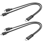 Cble de charge usb c vers mini usb - 5v 3a - double mini usb 5 broches 1 en 2 - sans transfert de donnes ...