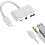 Cble de charge usb lightning vers prise jack 3, 5 mm pour casque audio otg pour apple 13 12 11 pro max ...