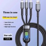 Câble de chargement usb 120w 3 en 1, câble de données de chargement tressé pour huawei, xiaomi et samsung, ... Câble de chargement usb 120w 3 en 1, câble de données de chargement tressé pour huawei, xiaomi et samsung, ...