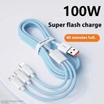 Câble de chargement usb 120w 3 en 1, câble de données de chargement tressé pour huawei, xiaomi et samsung, ... Câble de chargement usb 120w 3 en 1, câble de données de chargement tressé pour huawei, xiaomi et samsung, ...