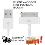 Cble de chargeur de donnes usb pour iphone 4 4s ipod nano ipad 2