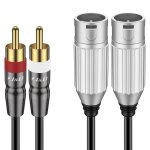 C�ble cinch audio st�r�o, c�ble rca 2 m�le vers 2 m�le compatible avec haut - parleur, amplificateur, ...