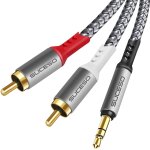 C�ble cinch jack audio 3. 5mm m�le vers 2 rca m�le auxiliaire st�r�o nylon compatible avec t�l�phone ...