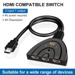 C�ble de commutation compatible hdmi, s�lecteur hdtv 4k 3d pour ordinateur portable, box tv, ps3, ps4, ...