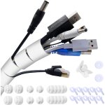 Cable cover, 3m - � 28 mm sheath cable for tv / computer, cable tidy with 10 x silicone cable holders ...