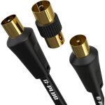 Cble dantenne pour tv de 2m  angle droit avec adaptateur de prise cble coaxial pour satellite et ...