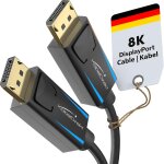 Cble displayport 8k, blindage ais spcial complet 3 m (pour moniteurs / cartes graphiques / pc / portables ...