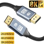 Câble displayport dp 1. 4 vers dp, 8k, 4k, 144hz, 165hz, adaptateur de port d'affichage pour vidéo, pc, ... Câble displayport dp 1. 4 vers dp, 8k, 4k, 144hz, 165hz, adaptateur de port d'affichage pour vidéo, pc, ...