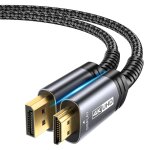 C�ble displayport vers hdmi 2m, 4k@30hz, 2k@60hz nylon tress� - connecteurs plaqu�s or 24k, dp vers hdmi ...