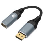Cble displayport vers hdmi 8k, dp 1. 4 mle  hdmi 2. 1 femelle adaptateur cble convertisseur supporte ...