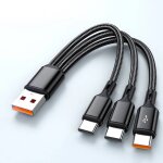 Cble de donnes de charge rapide pour tlphone android, chargeur multi - appareils, ligne usb c, 3 ...