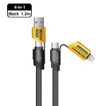 Cble de donnes rapide multifonctionnel 4 en 1 65w, cble de chargement mobile 6a adapt a iphone huawei ...