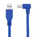 C�ble de donn�es usb 3. 0 a m�le vers b m�le am / bm, cordon de 90 degr�s, 3. 0 m, 2 pieds, bleu, pour ...