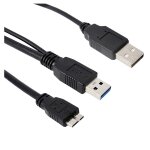 C�ble double usb 0. 5 a m�le vers micro b y, haute vitesse de 3. 0 m, pour d�placer le disque dur, noir ...