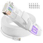 Cable ethernet 10m, plat cat 6 int��rieur cable rj45 10m cable r��seau haut d��bit 1000mbps 250mhz, utp ...