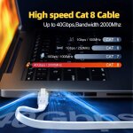 Cable ethernet 3m cat 8, cble rj45 plat cable rseau 3m haut debit fibre 40gbps 2000mhz, cble wifi ...