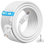 C�ble ethernet 50m blanc, cable rj45 cat 6 haute vitesse, gigabit cable r�seau utp 23awg, imperm�able ...