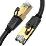 Cable ethernet cat 8 1m - cable rj45 cat 8 haut dbit 40gbps / 2000mhz - sftp cable reseau noir pour ...