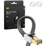 Cble ethernet cat8 1m, cordon de raccordement lan tress en nylon haute vitesse, cble plat blind rj45 ...
