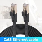 C�ble ethernet cat8 40gbps, cordon de raccordement lan, connecteur rj45 plaqu� or, fil plat pour modem ...