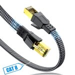 C�ble ethernet gigabit cat 8 plat rj45 haut d�bit pour r�seau lan, compatible avec pc, ps5 / 4, console ...