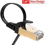Cable ethernet plat blinde noir cat7 rj45 10gb, longueur: 2m