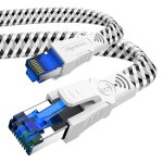 Cble ethernet rseau cat 8 rj45 20m 25m 30m cble internet plat en nylon 40gbps 2000mhz cordons de raccordeme ...