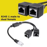 C�ble ethernet rj45 lan pour ordinateur portable, 0. 25m, 1 m�le vers 2 ports femelles, adaptateur cat ...