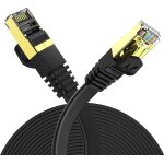 Cable ethernet rj45 plat cat 7 cble de rseau 10 gigabit / s 0, 5m noir