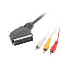 C�ble euroconnector lanberg m�le / 3x rca m�le 1, 8m