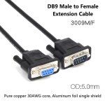 Cble d'extension db9 mle  femelle ligne en cuivre pur rs232 connecteur srie  9 broches fil com core ...