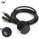 C�ble d'extension usb 2. 0 hdmi pour voiture, bateau et moto, montage sur tableau de bord, accessoires ...
