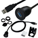 C�ble d'extension usb 3. 0, pour montage encastr�, aux, pour voiture, camion, bateau, moto, tableau de ...