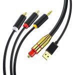 C�ble fiber optique num�rique vers analogique 2rca + jack 3. 5mm audio st�r�o pour ps4, hdtv, dvd, casque ...