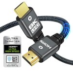Cble hdmi 2. 1 2m 8k, 48gbps ultra haute vitesse cable hdmi 4k@120hz 144hz 10k 8k@60hz earc hdcp 2. ...