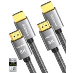Cble hdmi 2. 1 8k 1m, lot de 2 certifi cble hdmiearc pour barre de son 48gbps, 4k@120hz, 2k@240hz ...