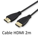 Cable hdmi male 2m pour tv proline console gold 3d full hd 4k television ecran 1080p rallonge (noir)