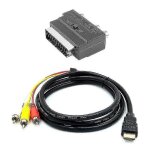 Câble hdmi vers 3 rca 1, 5 m avec prise péritel plaquée or Câble hdmi vers 3 rca 1, 5 m avec prise péritel plaquée or
