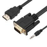 C�ble hdmi vers vga m�le et prise jack 3. 5mm qualit� full hd longueur 1. 8m noir
